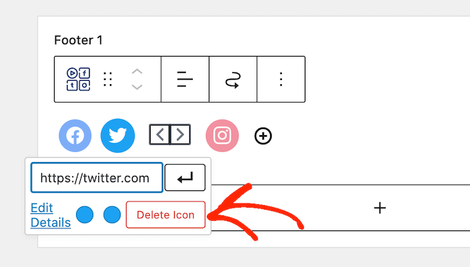 Deleting social media icons using a free WordPress plugin