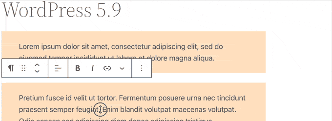 Selecting text across multiple blocks in WordPress 5.9